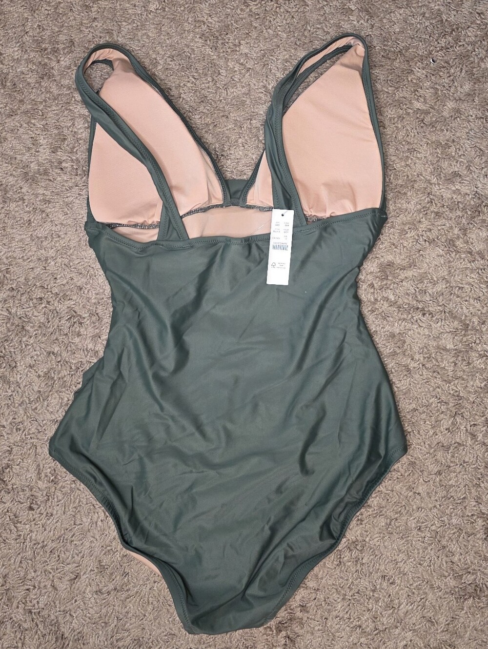 NWT J.Crew Ruched V-Neck One-Piece Swimsuit SZ 12 Cool Cypress - Picture 9 of 12